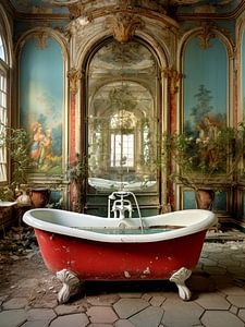 Lost Place surreal Klauenfußbadewanne Wandmalereien