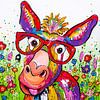 Un âne heureux au milieu d'une symphonie de fleurs sur Happy Paintings / Renata Rolefes