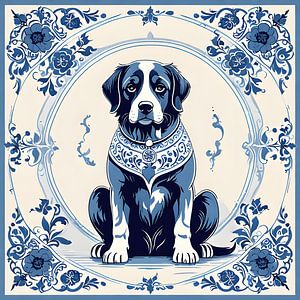 Delfter Hund blau