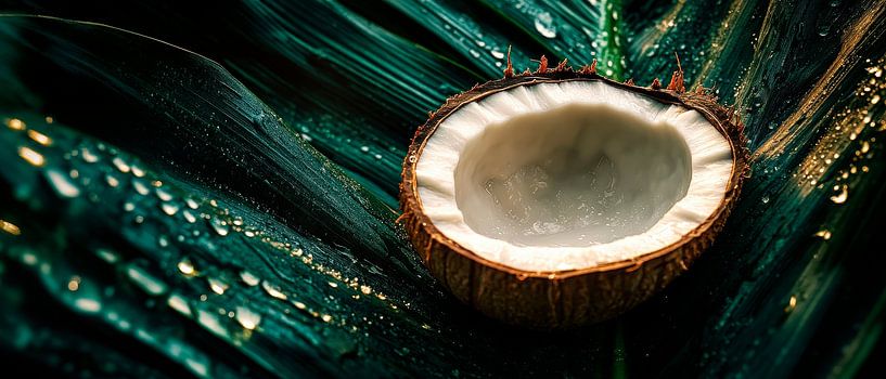 Coconut on a tropical leaf - pure nature by Poster Art Shop