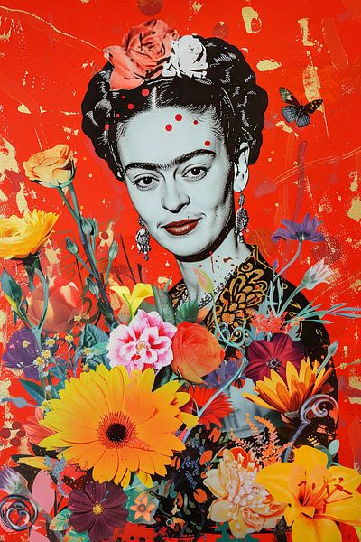 Frida - Colourful portrait by Poster Art Shop