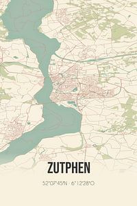 Vintage map of Zutphen (Gelderland) by Rezona