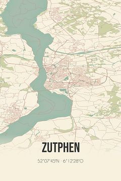 Vintage landkaart van Zutphen (Gelderland) van Rezona