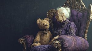 Alte Dame und Teddybär Geschichte der Zeit