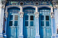 Trois vieilles portes bleues de style colonial par Jan van Dasler Aperçu