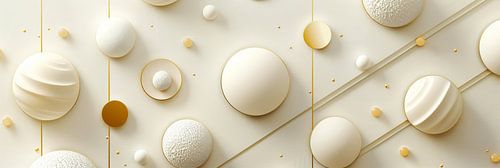 3D cirkels met witte en gouden accenten als panorama