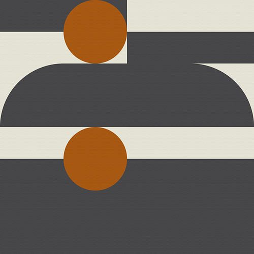 Style rétro géométrique abstrait en or foncé, taupe, gris XXIV