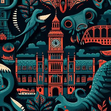 Mythes in Londen van Vythryd Arts