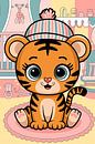 Schattige tijgerwelp illustratie kinderkamer van Art & Soul Creations thumbnail