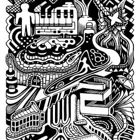 Fantasy Doodle 3 black and white by Simon van Kessel