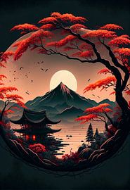 Cherry blossom tree in the moonlight by drdigitaldesign