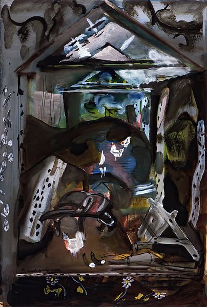 Frances Hodgkins - Interieur van schuur, Dolaucothy (1942) van Peter Balan