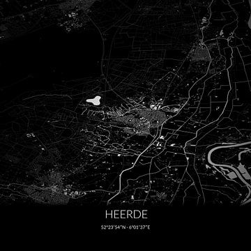 Zwart-witte landkaart van Heerde, Gelderland. van Rezona