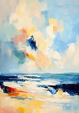 Abstrakte Meeresbrise in Blau und Gelb von Niklas Maximilian