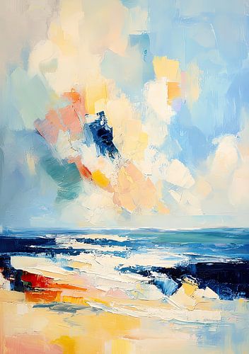 Abstracte zeewind in blauw en geel