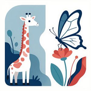 Girafe et papillon