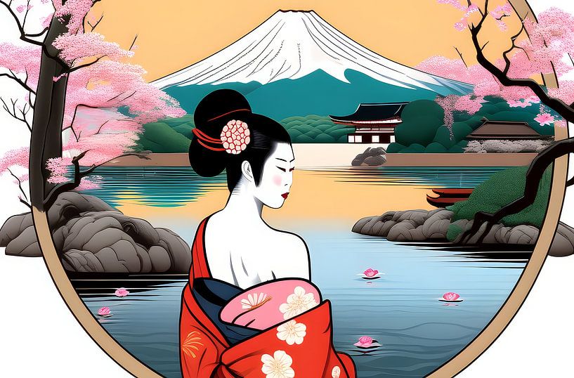 Geisha in the water by Egon Zitter