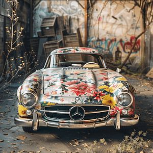 Mercedes Benz Hippie Sixtees Peinture florale