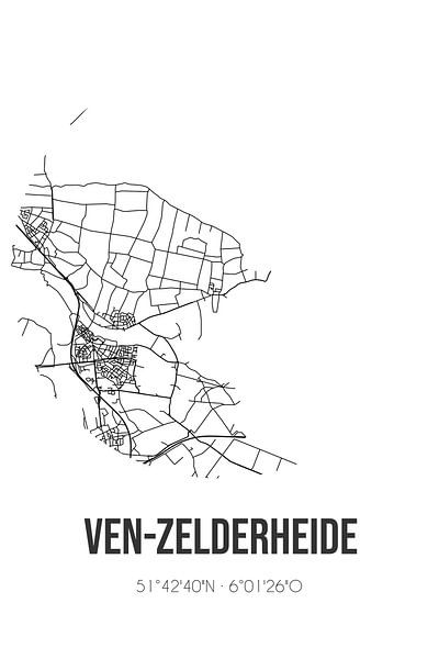 Ven-Zelderheide (Limburg) | Map | Black and White by Prints of Place