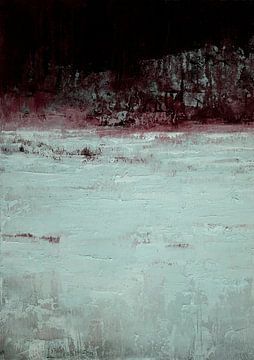 Abstrakte Landschaft Burgunder und Minze Strukturierte Malerei