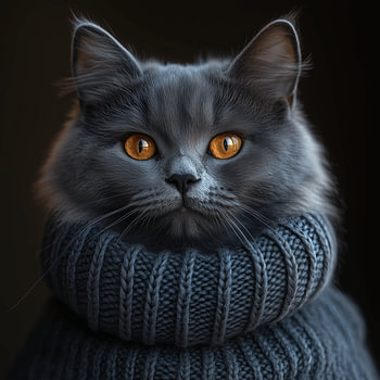 Nebelung habillé pour l'hiver