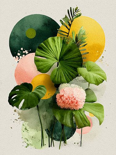 Pastell Flora - Lotusblätter und Kreise