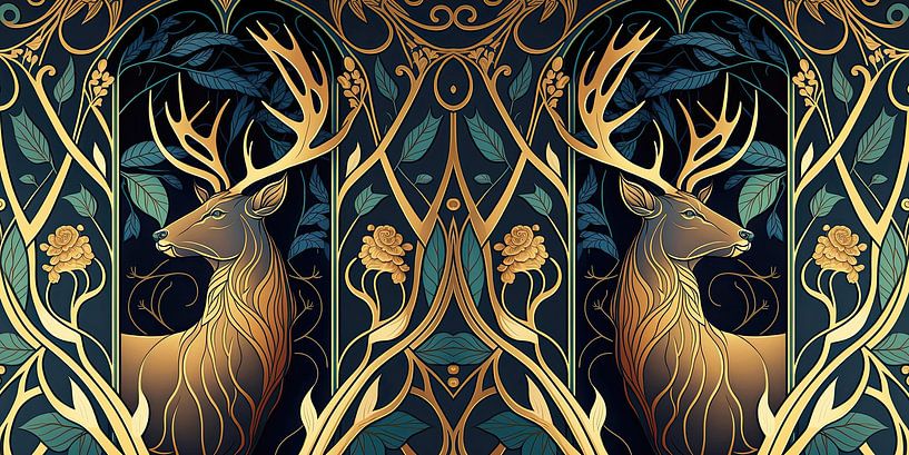 Art nouveau deer by Richards Fine Art