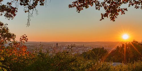 Panorama zonsondergang, Beieren, Opper-Palts, Duitsland in het herfstseizoen