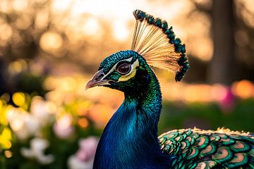 Colourful portrait of a peacock by Art & Soul Creations