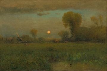 Harvest Moon door George Inness. Retro landschap in groen van Dina Dankers