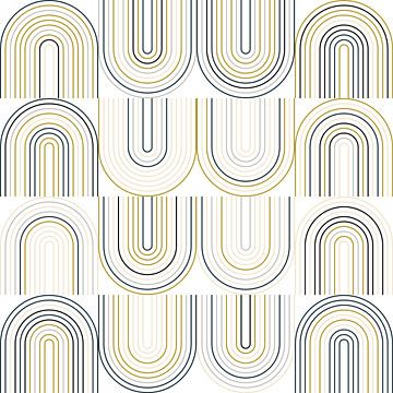 Retro industriële geometrie met lijnen in pastelkleuren nr. 11 in goud, beige, grijs, zwart van Dina Dankers