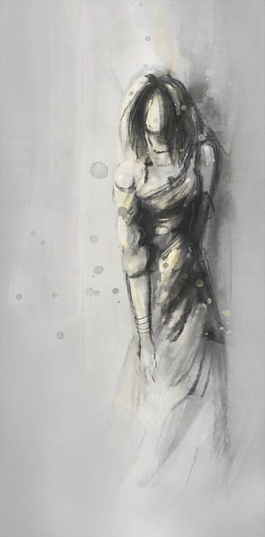abstract vrouw in galajurk van Emiel de Lange