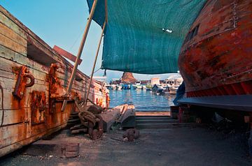Boats at the old harbour of Aci Trezza on the island of Sicily