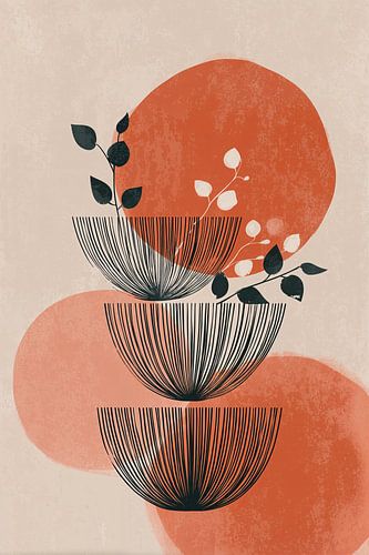 Abstract Japanese bowl shapes in Terracotta no. 4