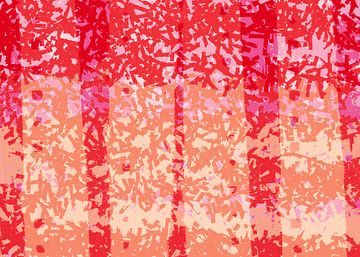 Art abstrait moderne. Formes en rouge, rose, orange doux. sur Dina Dankers