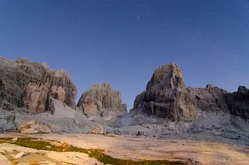 Starry skies in the mountains above the Dolomites of the Brenta Massif.