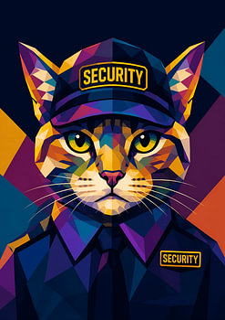 Security Cat – Colorful WPAP Cat Portrait