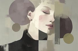 Vrouwengezicht | Shades of Serenity van Abstract Schilderij