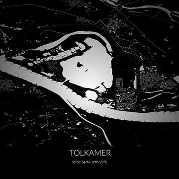 Schwarz-weiße Karte von Tolkamer, Gelderland. von Rezona
