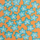 Bloemen retro oranje blauw aqua van Bianca ter Riet thumbnail