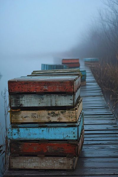 Old crates on foggy scaffolding by Imperial Art House
