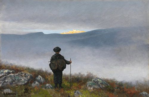 Ver, ver weg glinsterde het paleis van Soria Moria als goud, Theodor Kittelsen