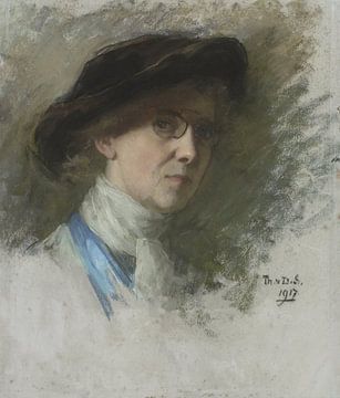 Zelfportret met zwarte hoed en bril, Thérèse Schwartze