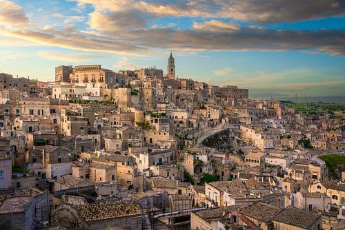 Sassi di Matera Oude grotwoningen bij zonsondergang Fotografie