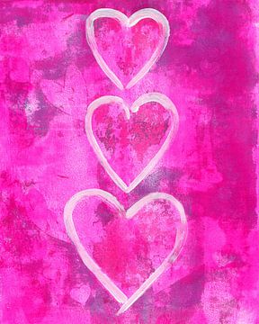 Family of hearts in pink by Karen Kaspar