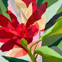 Abstracte Bloemencompositie in Levendige Kleurenpracht