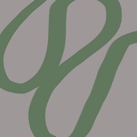 Abstract minimalist line art in bright pastel colors. Green on taupe. by Dina Dankers