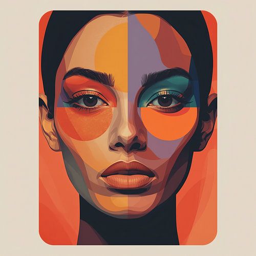 Geometric portrait in warm contrasts
