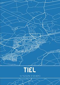 Blauwdruk | Landkaart | Tiel (Gelderland) van Rezona