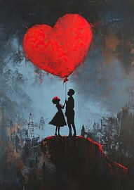 Silhouette de coeur | Coeur d'amour sur Peintures accrocheuses